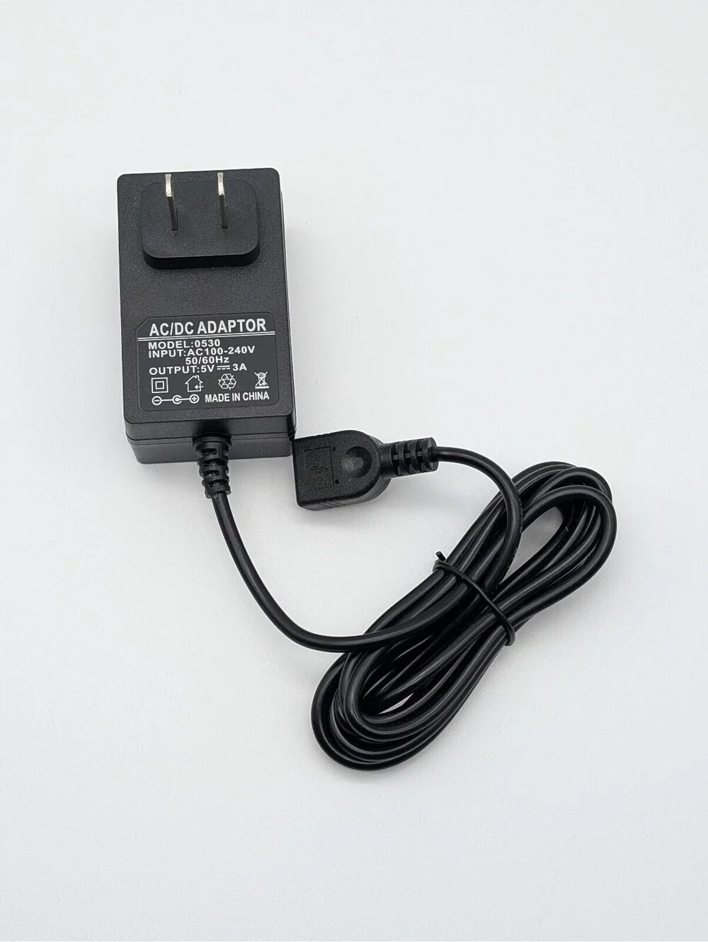 5V 3A AC/DC Power Adapter - Female USB Type-A Cable - Wall Plug Transformer